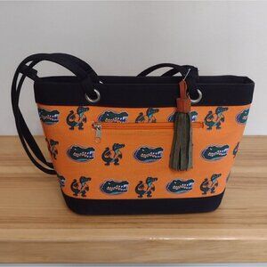 Florida University Gators Orange Black Canvas Tote Shoulder Bag Football